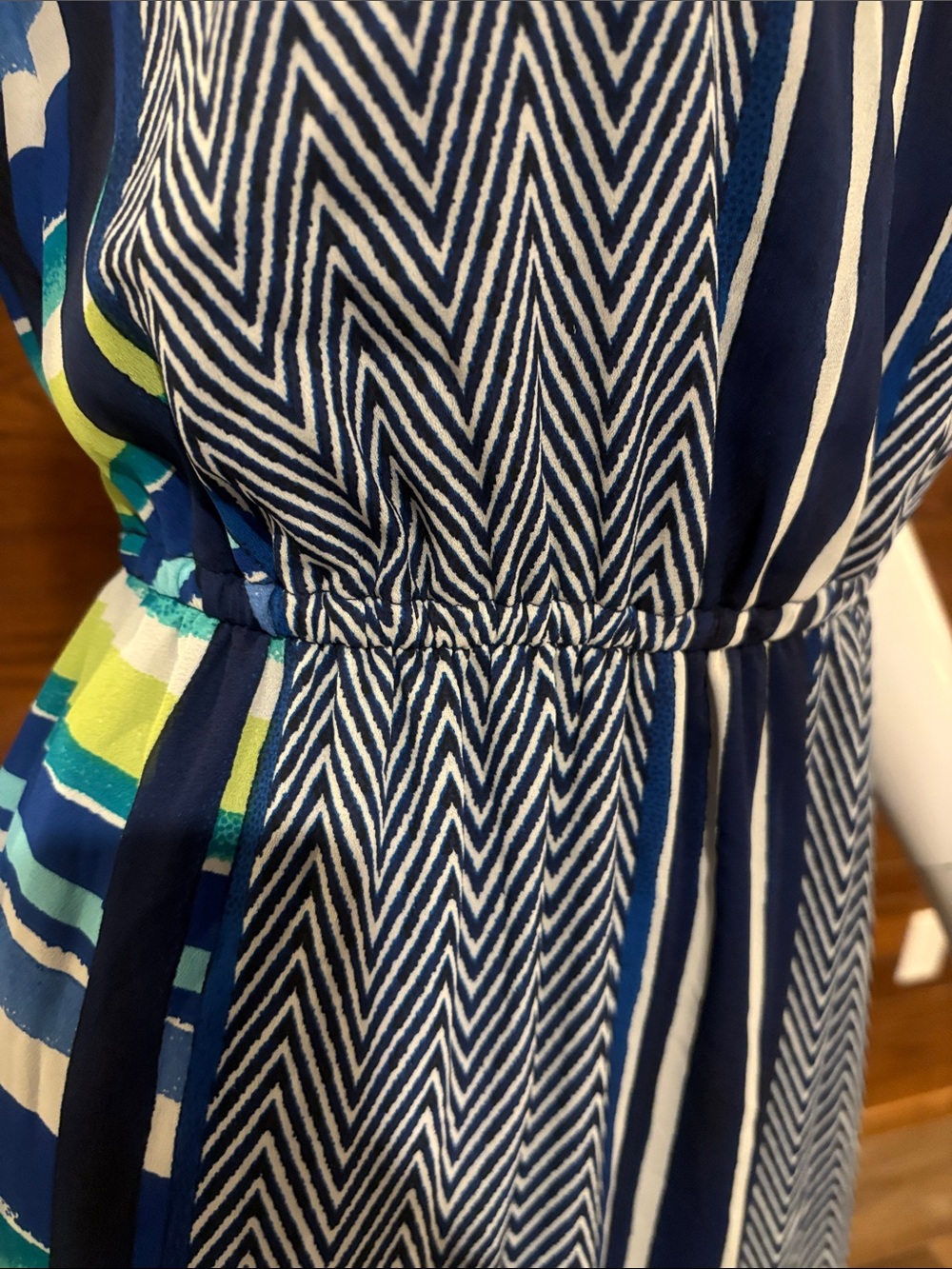 BeBop Navy, White and Multicolor Panel Maxi Dress - Picture 3 of 5